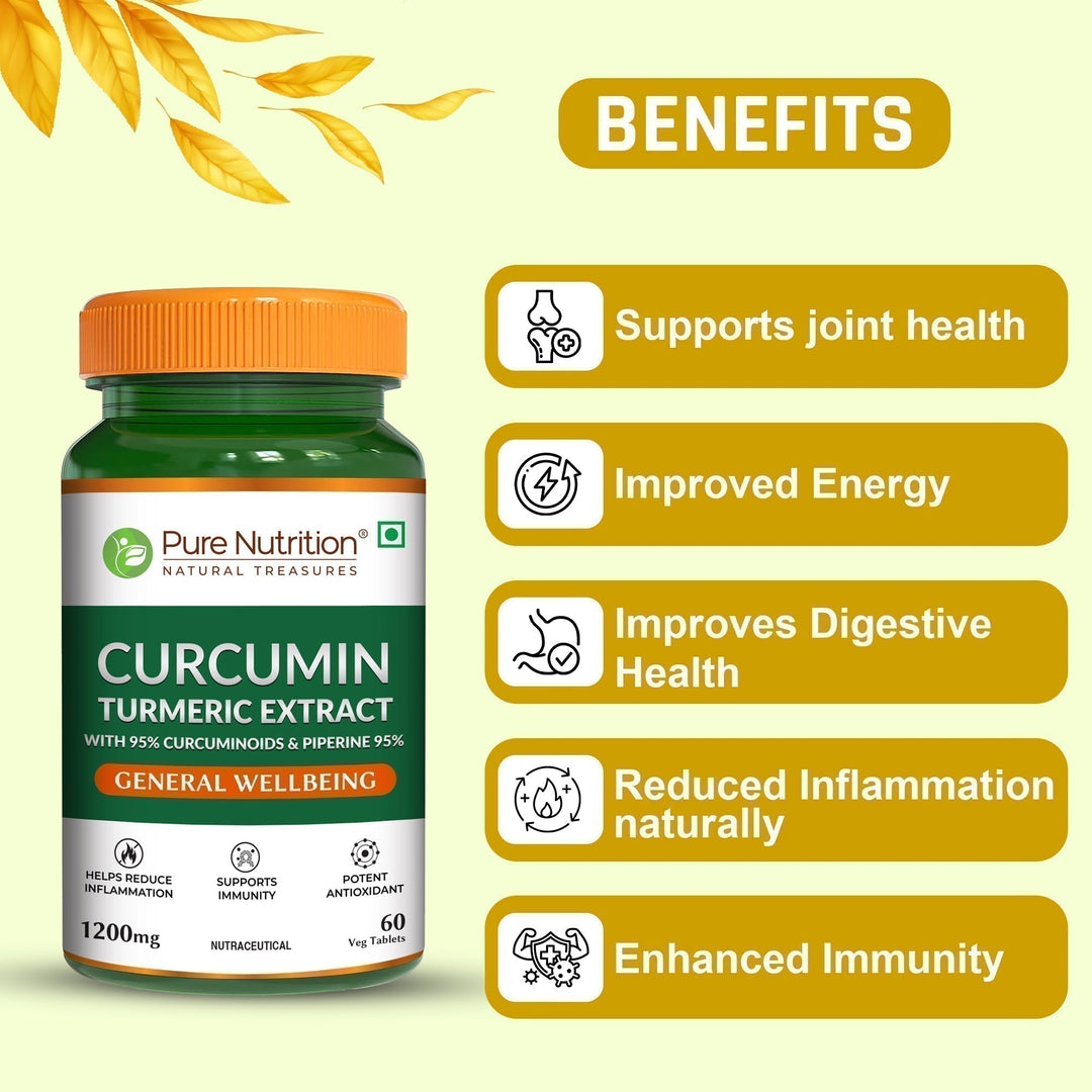 Curcumin Turmeric Extract 1200mg | 95% Curcuminoids & Piperine | 60 Tablets