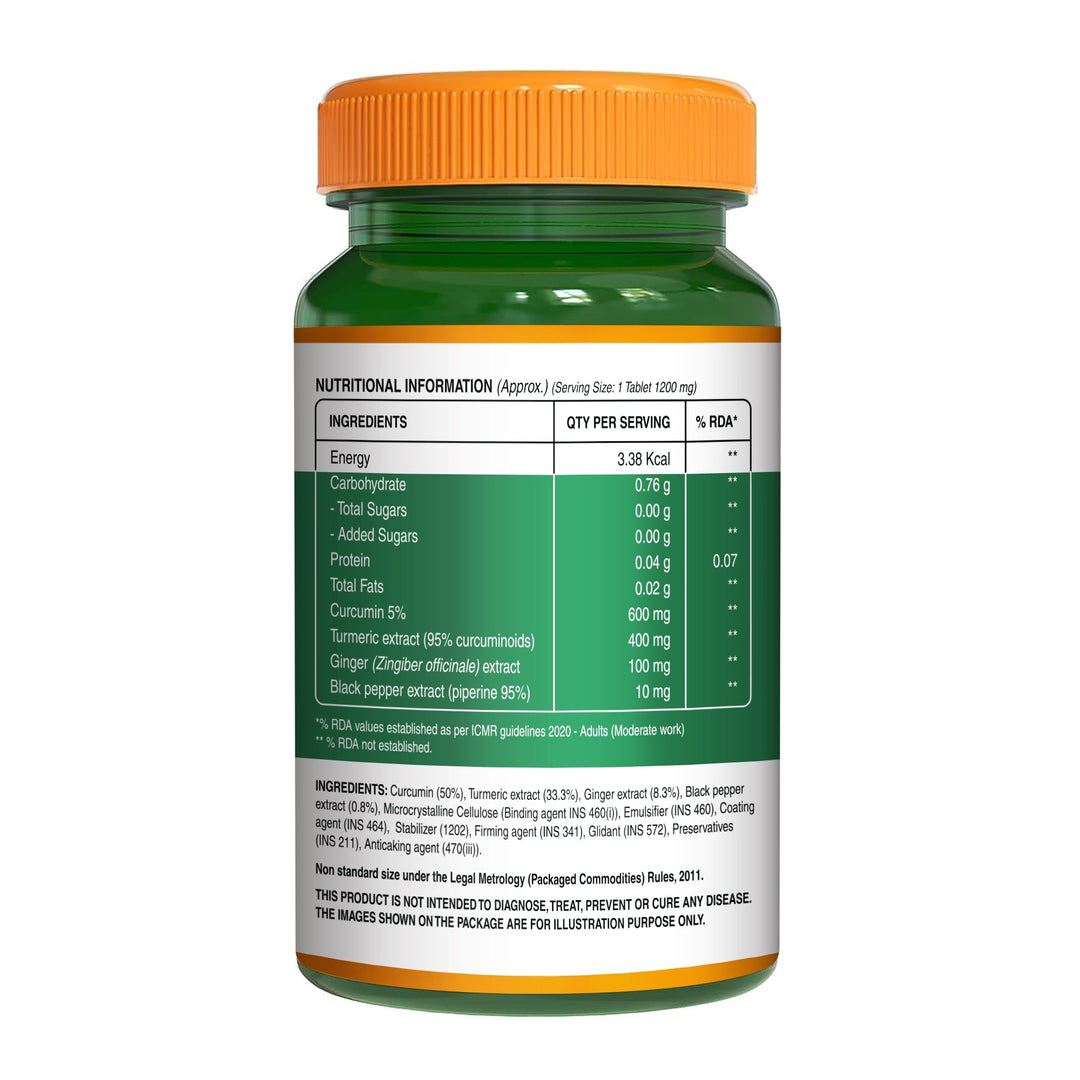 Curcumin Turmeric Extract 1200mg | 95% Curcuminoids & Piperine | 60 Tablets