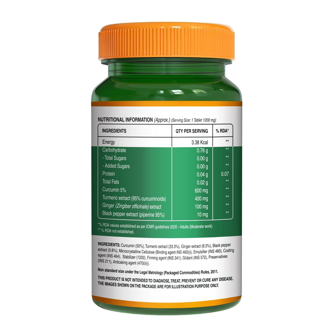 Curcumin Turmeric Extract 1200mg | 95% Curcuminoids & Piperine | 60 Tablets