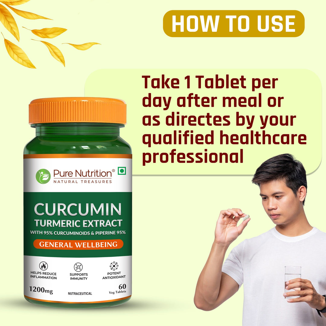 Curcumin Turmeric Extract 1200mg | 95% Curcuminoids & Piperine | 60 Tablets