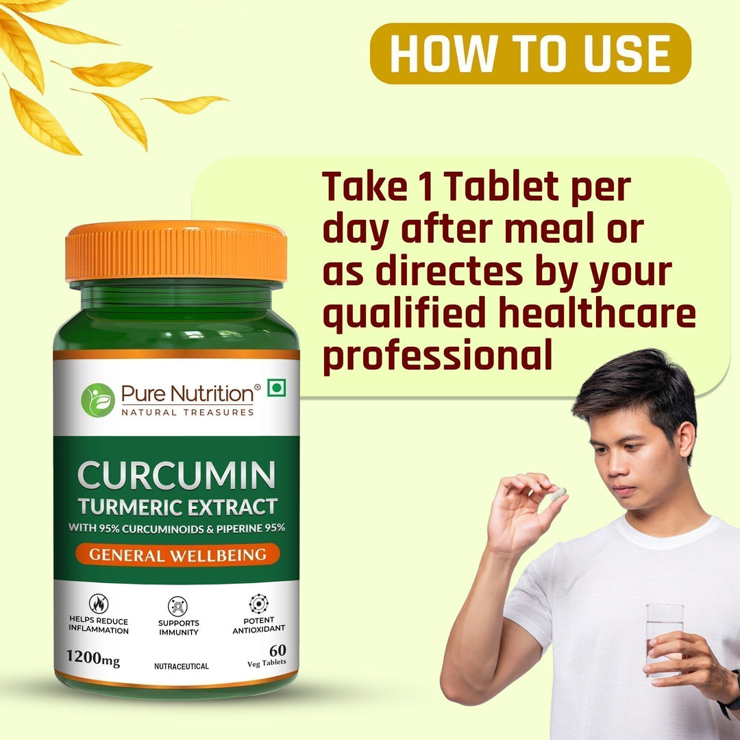 Curcumin Turmeric Extract 1200mg | 95% Curcuminoids & Piperine | 60 Tablets