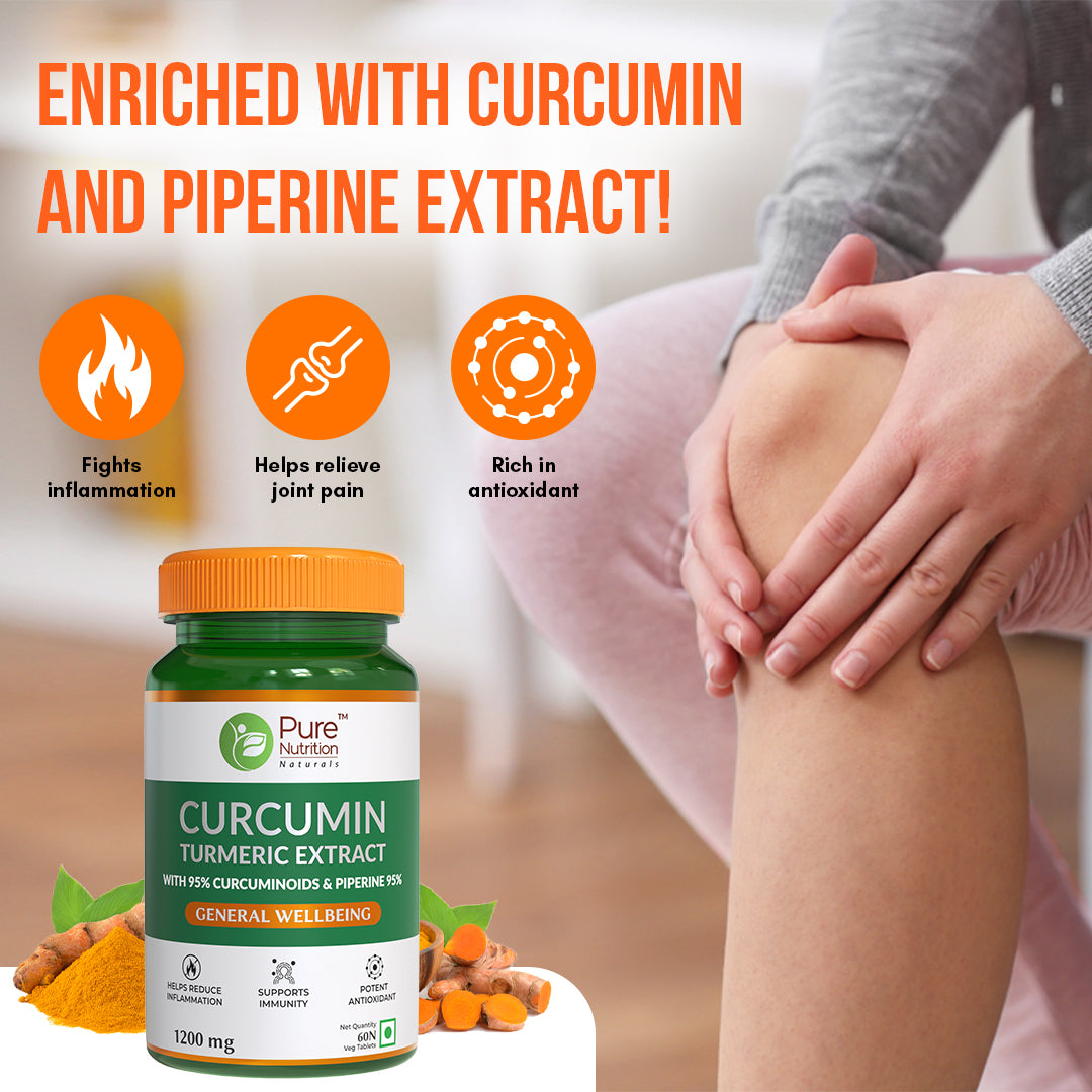 Curcumin Turmeric Extract 1200mg | 95% Curcuminoids & Piperine | 60 Tablets