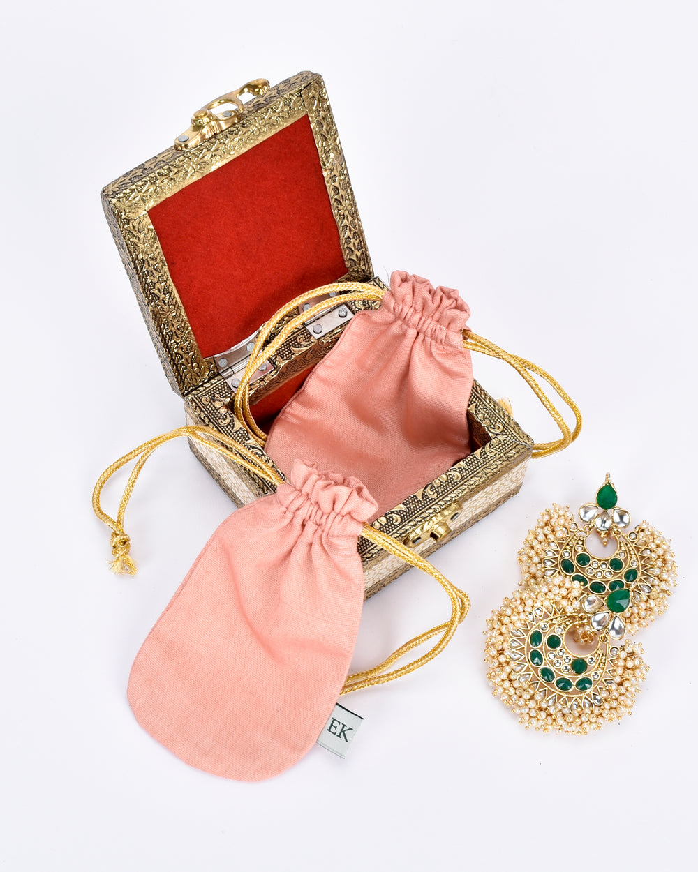 Ecokari Muslin jewellery potli (set of 2)