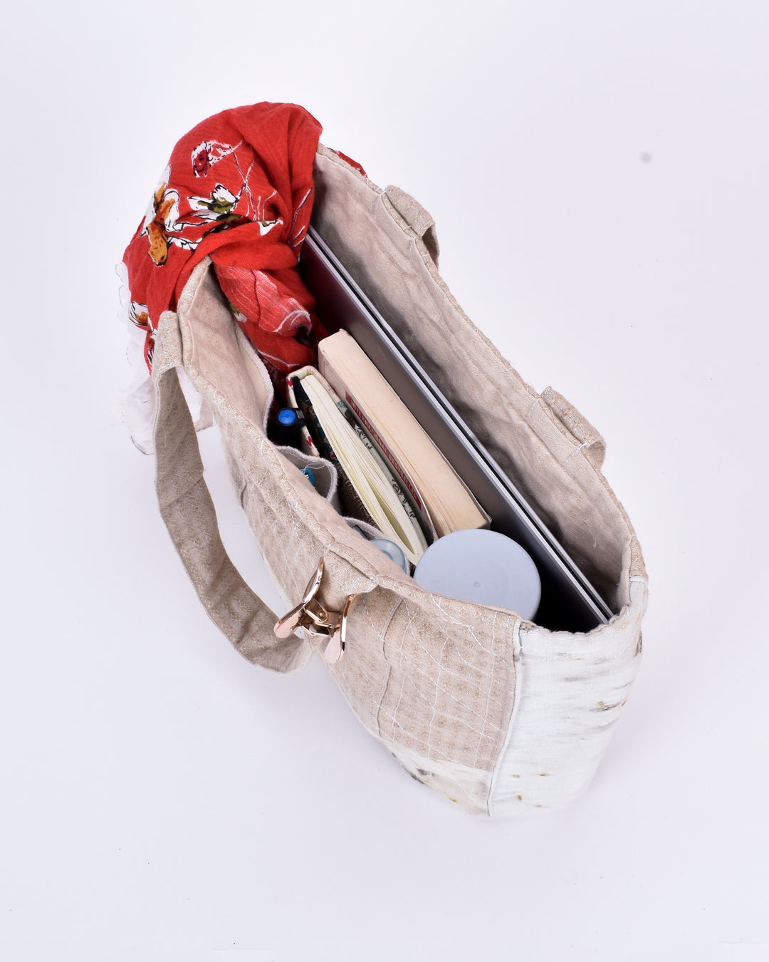 Ecokari Hemp tote bag | beige & white