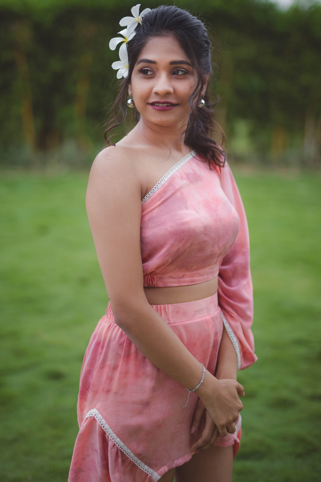 ITIDOR Blaire Peach One - Shoulder Blouse