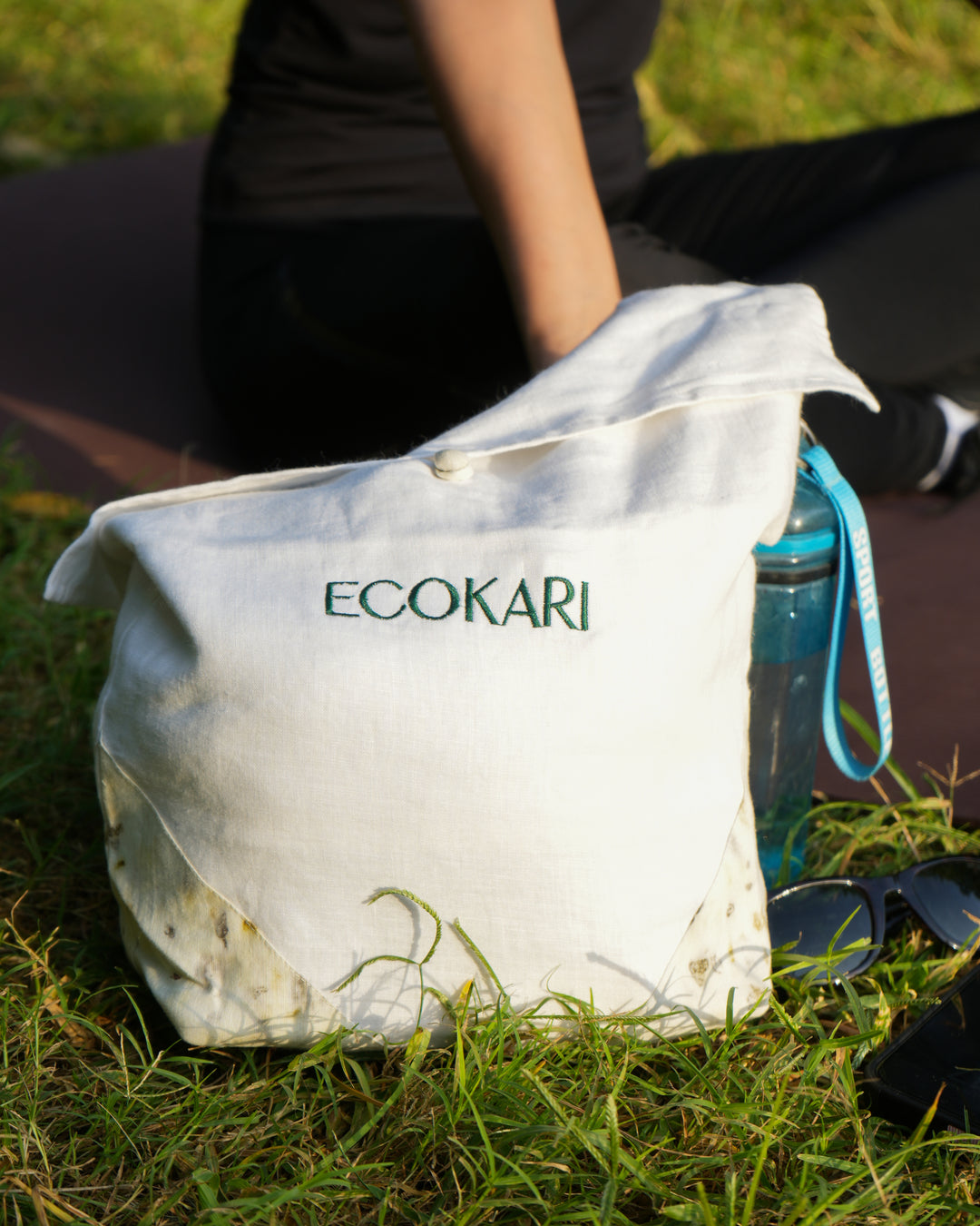 Ecokari White linen yoga bag