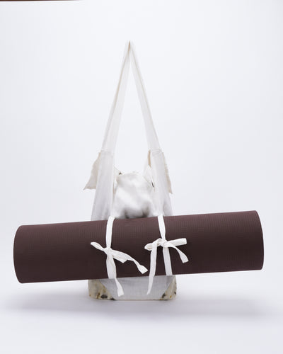 White linen yoga bag