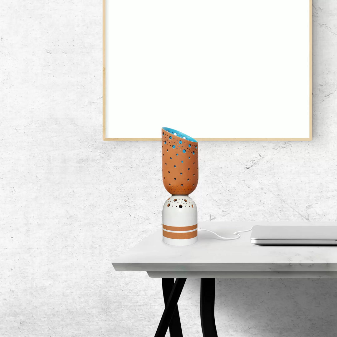 CYL "Slice" Table Light with white stripe base - Suspire