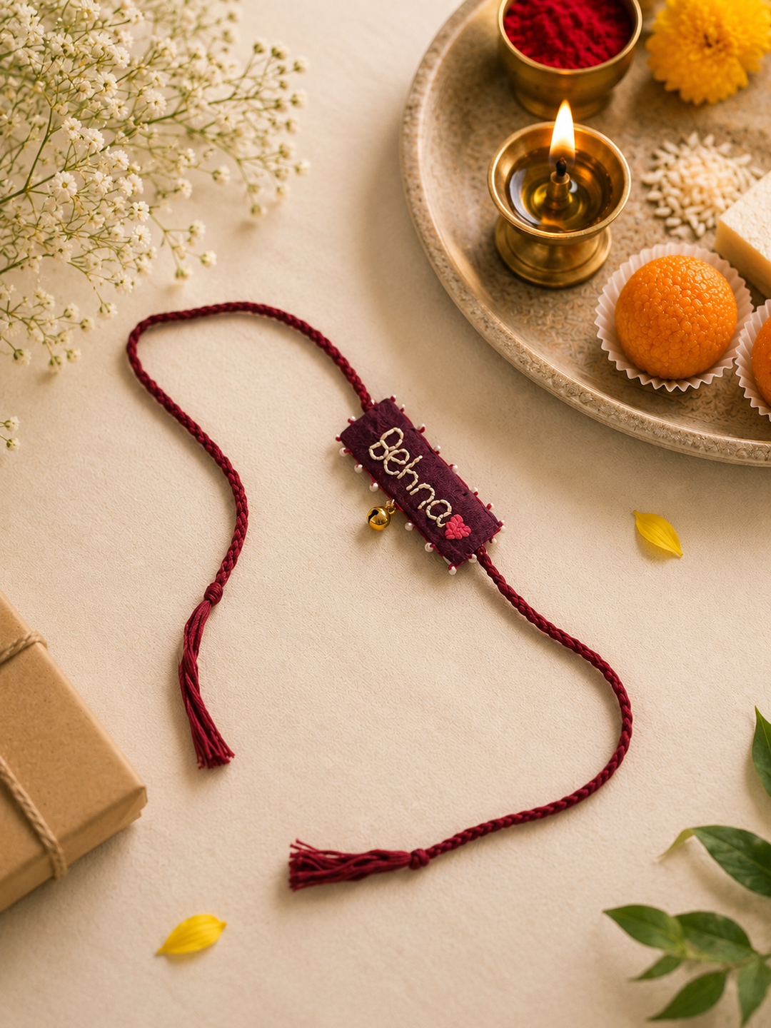 Behna Forever Rakhi | Handmade Hand-Embroidered Rakhi for Sister