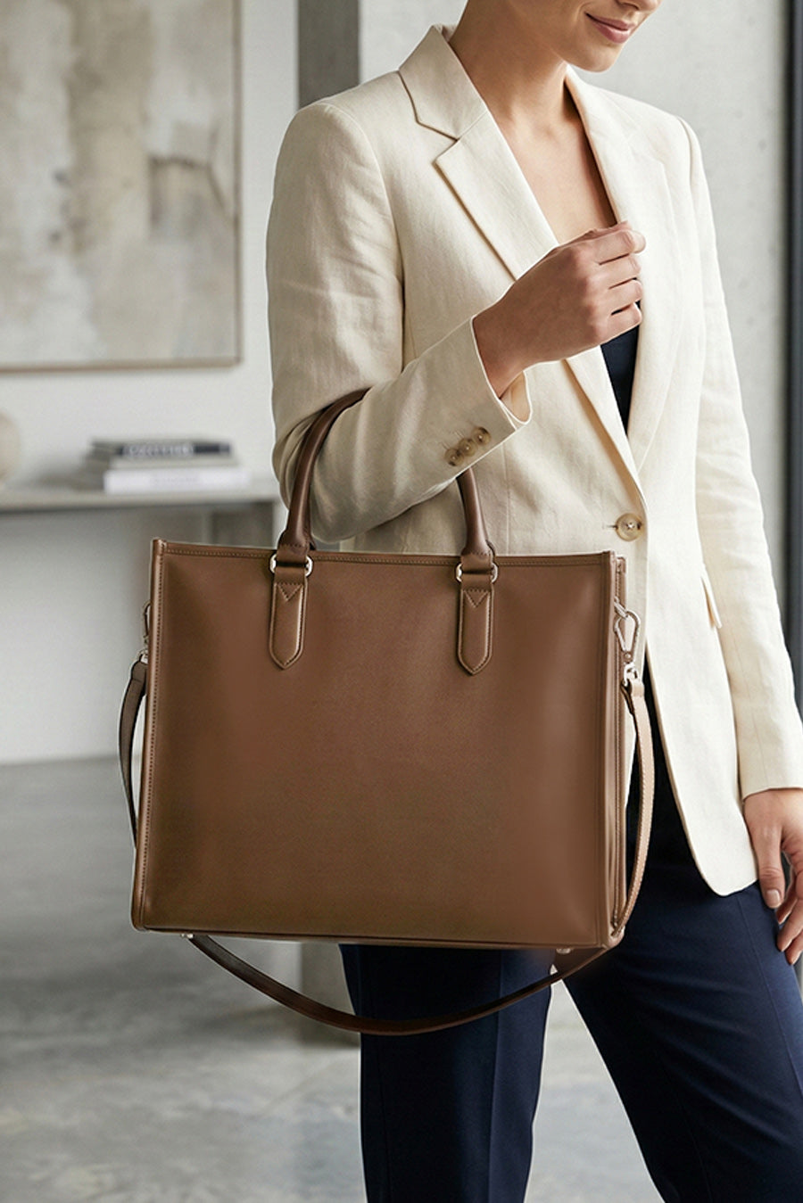 Charlotte Vegan Leather Box Tote Bag