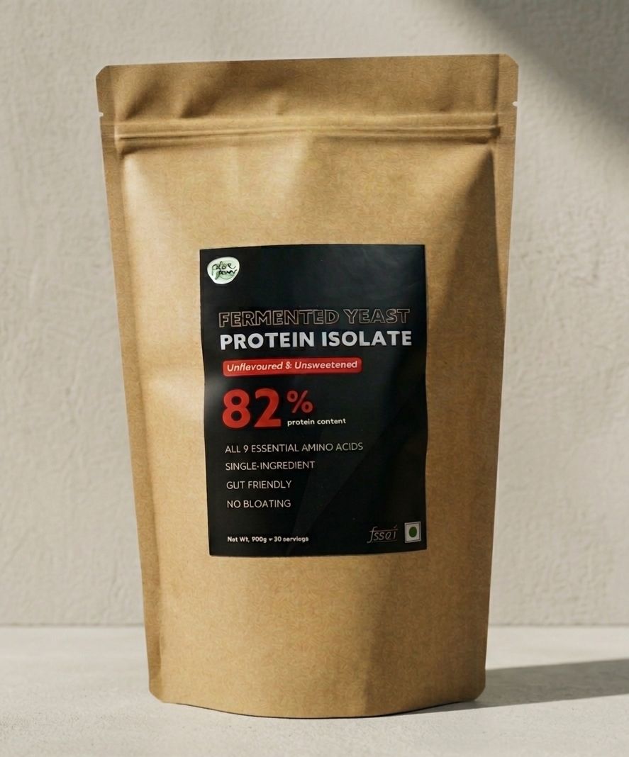 Plant Yum Fermented Yeast Protein Isolate Powder | 82% Protein Content | Unflavoured & Unsweetened | Gut Friendly | Single Ingredient | 900g