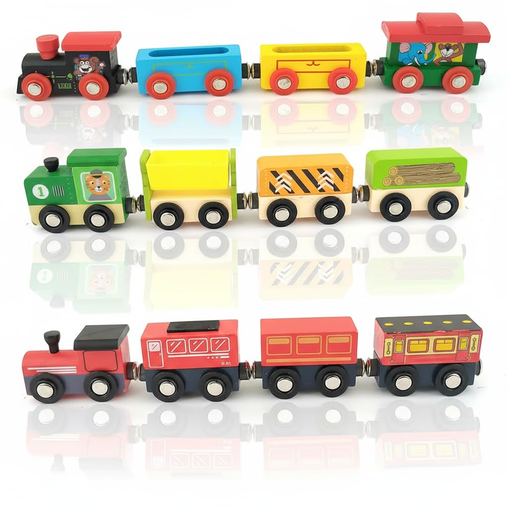Wudly Wooden Little Magnetic Train Set (1 Random Set)