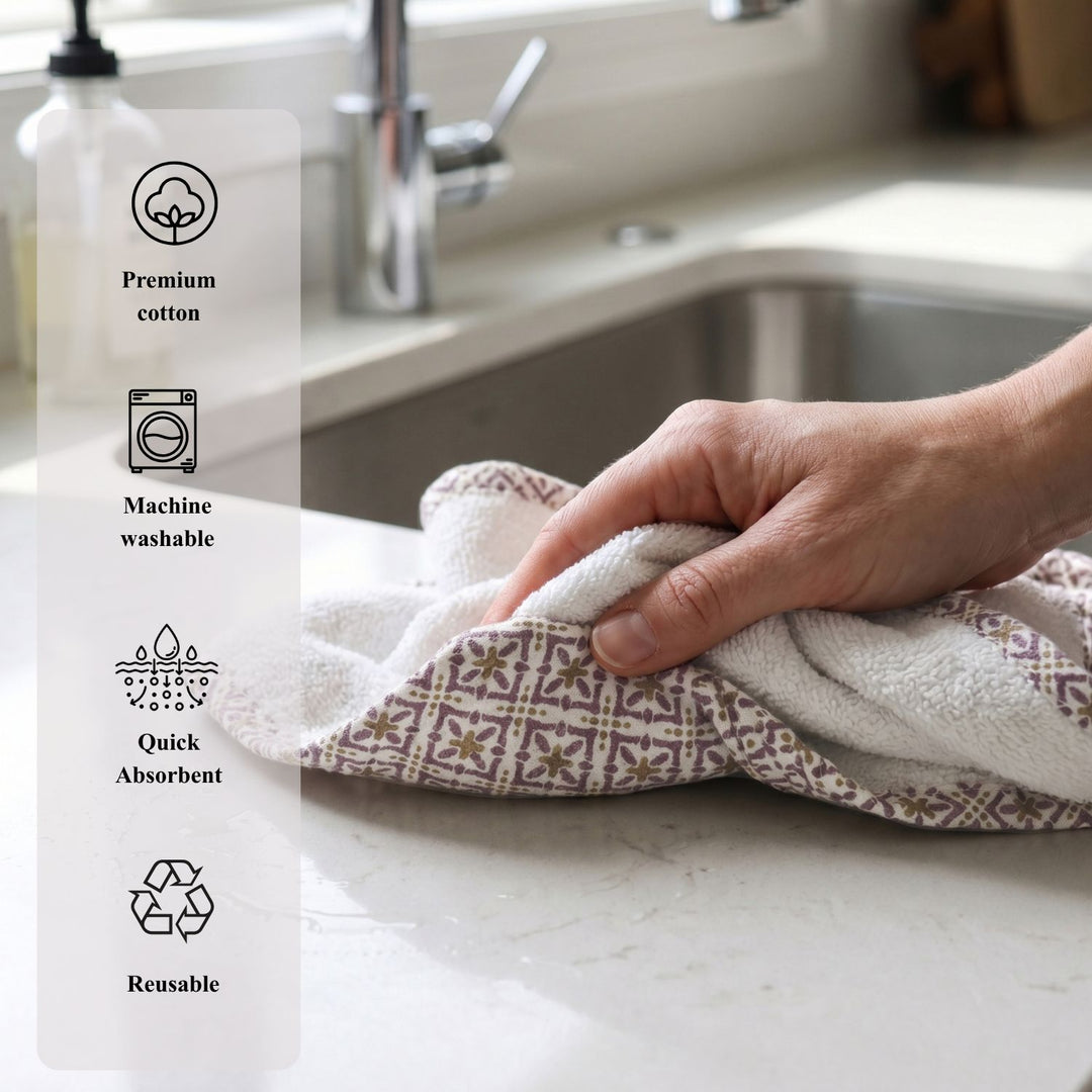 Country Village Premium Kitchen Towel,Absorbent One-Side Terry Cloth