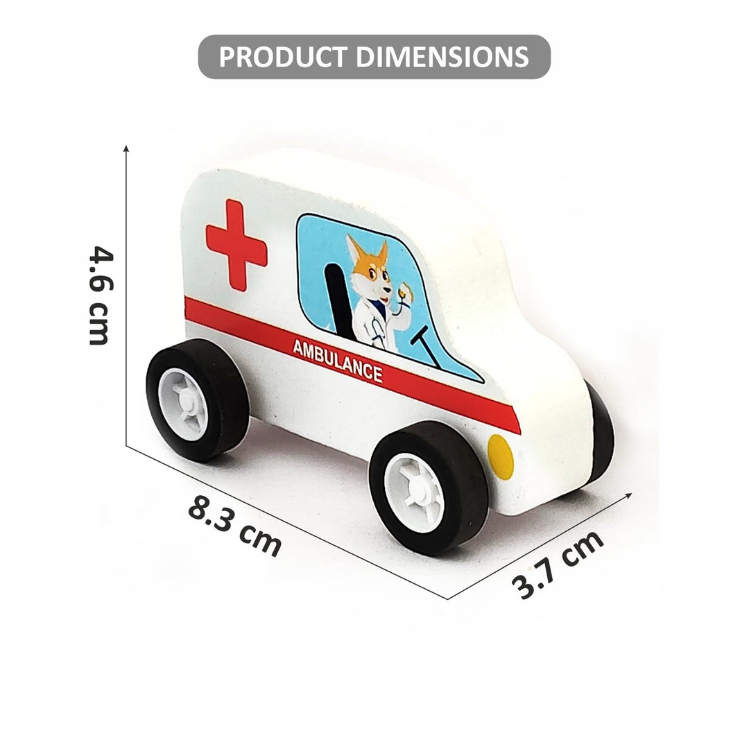 Wudly Wooden Car set (Police, Taxi , Fire fighter, School bus, Ambulance, Trash 