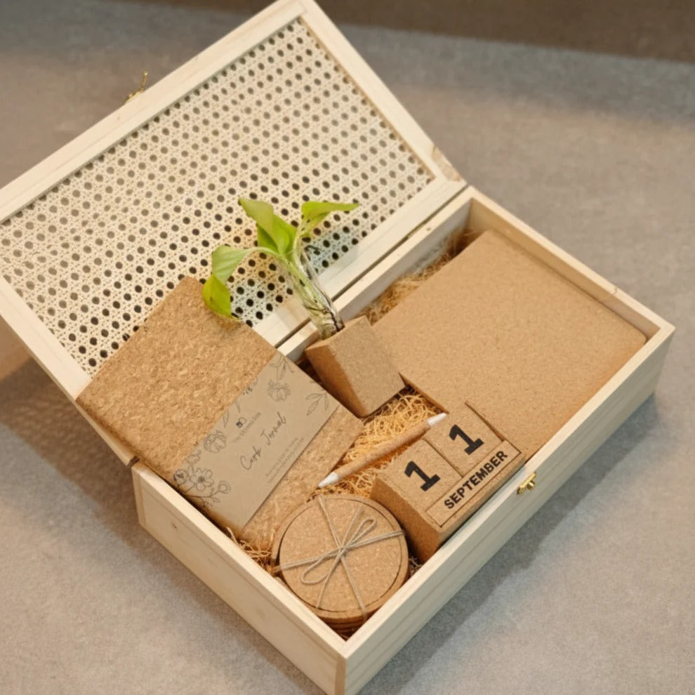 Eco Friendly Corporate Gifts – Treasure Trunk Cork Hamper – The Bamboo Bae