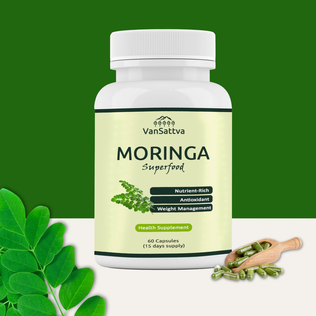 Vansattva Moringa Capsules 650mg – 100% Natural Immunity & Energy Support – Veg Capsules – 60 Count – Made in India