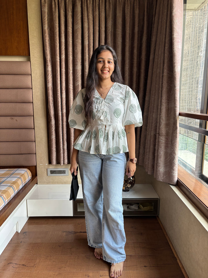 White Logo-Tie-up Top