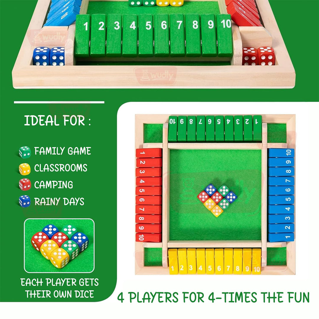 Wudly Wooden Colour Shut the Box Dice Game