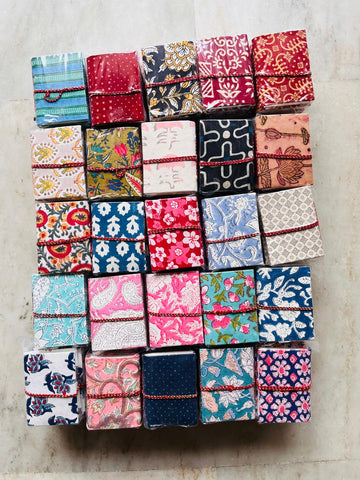 Set of 3 Handmade Fabric Pocket Diaries | Peekaboo | Sustainable