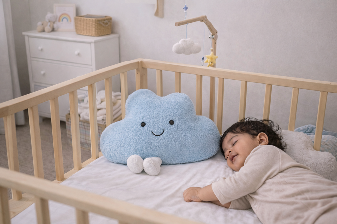 Soft Skies Cloud Pillow | Aesthetic Nursery Cushion | Bamboo Terry Soft Toy Pillow | Neutral Baby Room Decor
