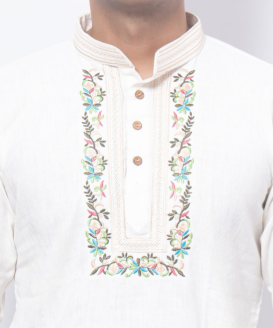 Elegant White Phool Rang Embroidered Kurta Set