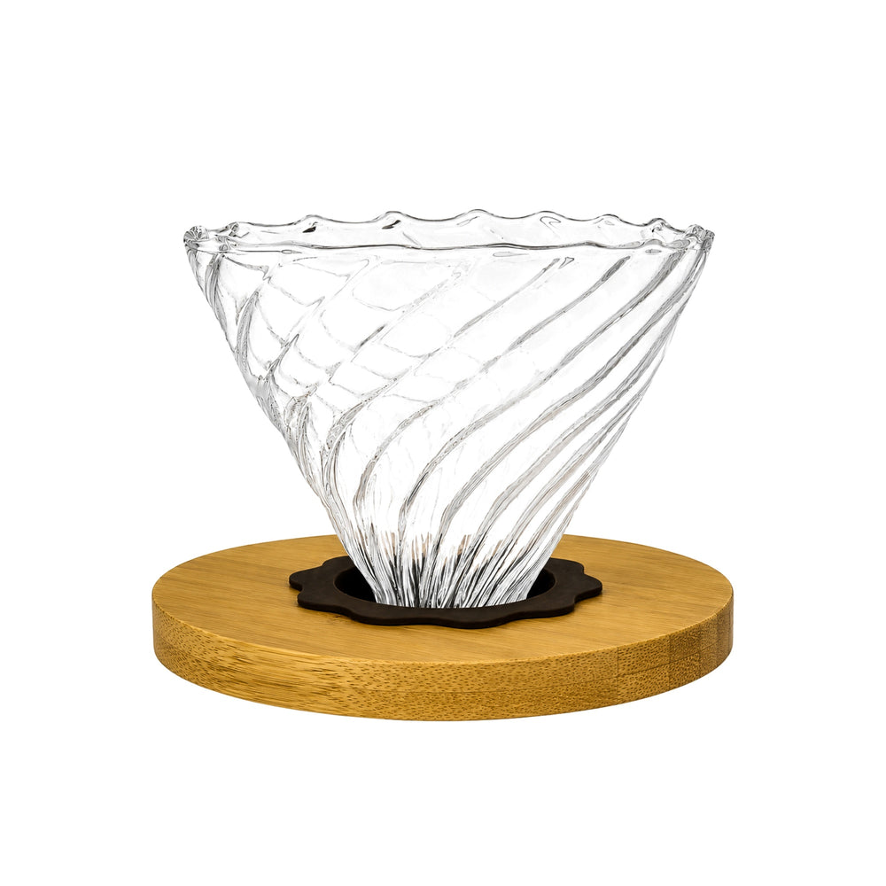 The Bean Co Roasters Glass Coffee Dripper with non-slip Silicon Ring – Manual Pour Over Brewer for Cup & Glass Carafe | Heat-Resistant Borosilicate Glass | Café-Style Brewing
