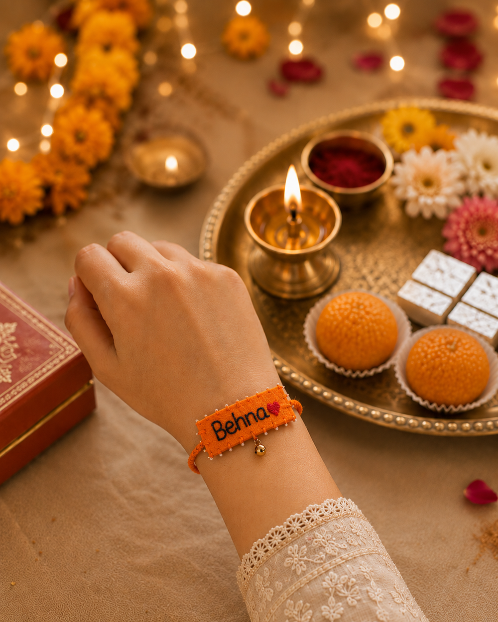 Behna Forever Rakhi | Handmade Hand-Embroidered Rakhi for Sister