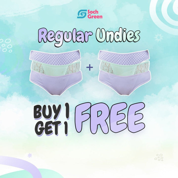 B1G1 Organic Everyday Panty Lavender Checks (Hipster) (3pc)