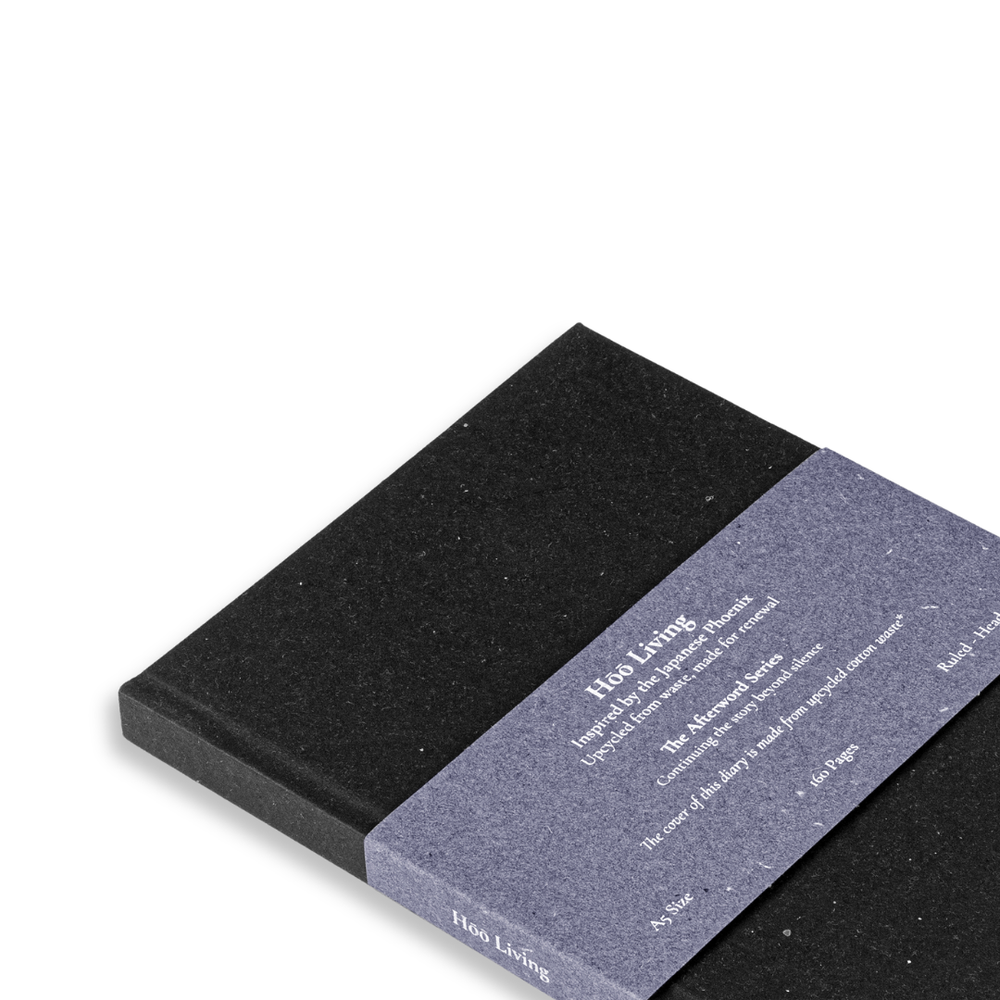 Hōō Living A5 Notebook 160 Pages made from Upcycled Used Sanitary Napkins - Hardback/Upcycled Black Cotton Paper Cover