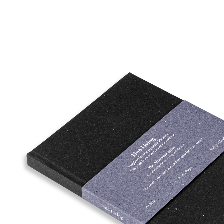 Hōō Living A5 Notebook 160 Pages made from Upcycled Used Sanitary Napkins - Hardback/Upcycled Black Cotton Paper Cover