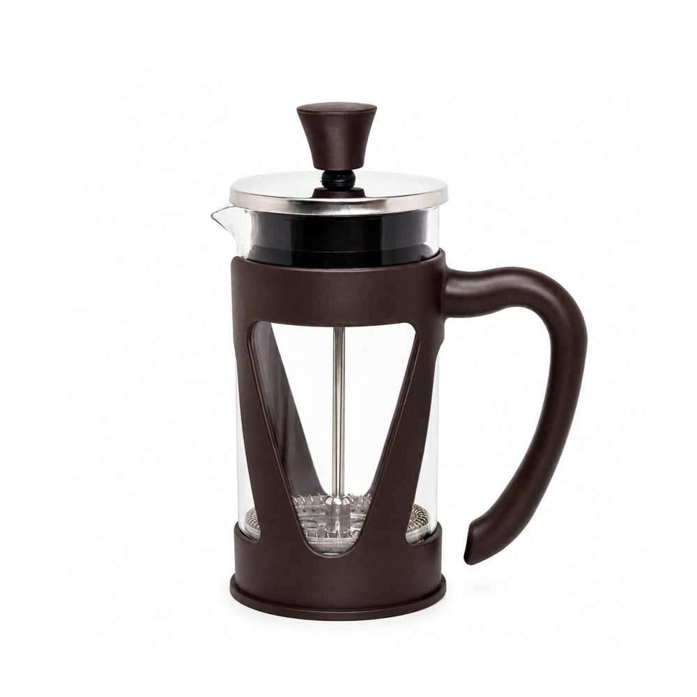The Bean Co Roasters French Press Coffee Maker - 350 ml | Heat Resistant Borosilicate Glass | Stainless Steel Plunger with Reusable Mesh Filter | Dark Brown