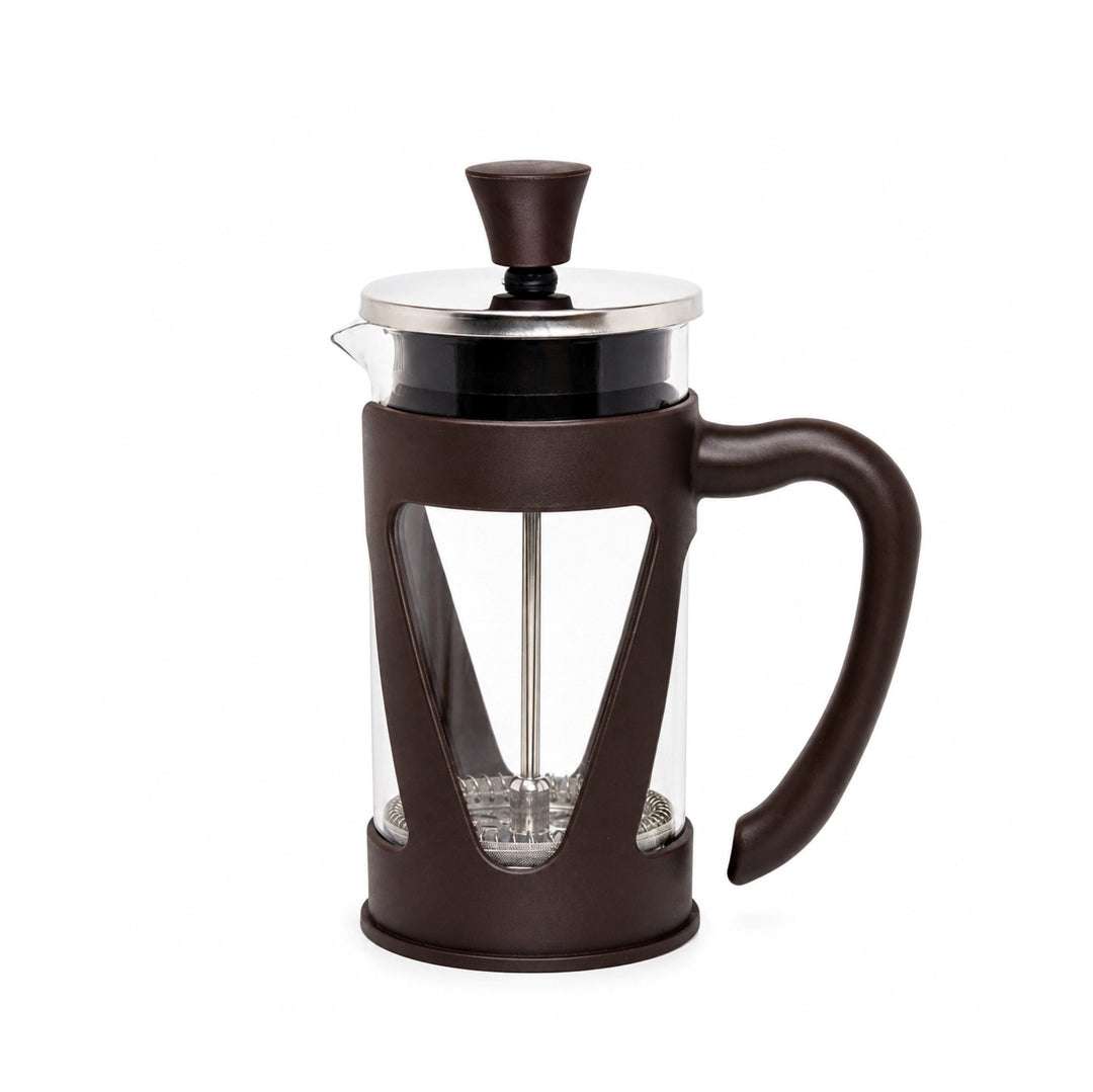 The Bean Co Roasters French Press Coffee Maker - 350 ml | Heat Resistant Borosilicate Glass | Stainless Steel Plunger with Reusable Mesh Filter | Dark Brown