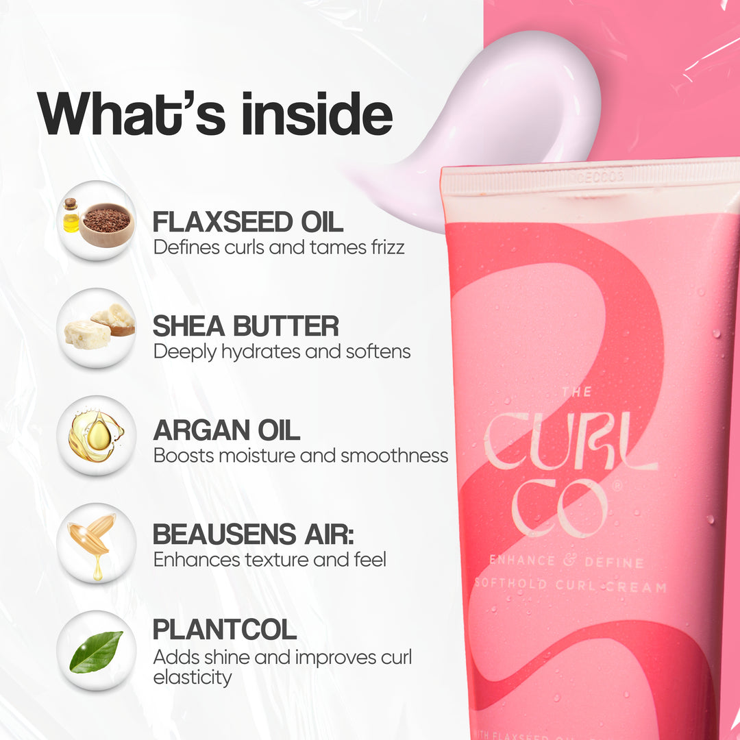 The Curl Co Enchance & Define Softhold Curl Cream for wavy, frizzzy, Dry & Curly Hair, 150 G