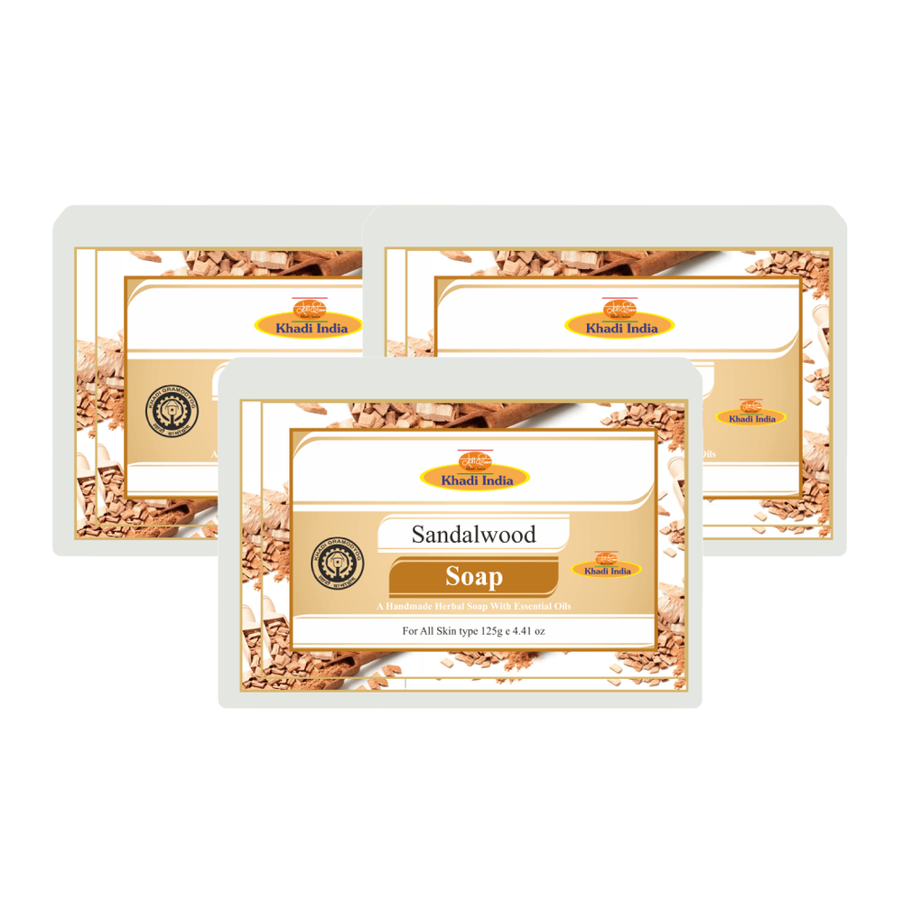 Khadi Care Herbal Sandalwood Soap -Pack of 3 125 gm  each