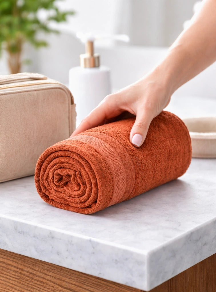 Bamboo Bath Towel – Ultra Soft, Quick Dry & Eco-Friendly Luxury Care | Rust and White | Pack of 2