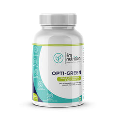 FM Nutrition Opti-Green I Chlorella & Spirulina I Natural Binder I Plant protein I Heavy Metal Detox I Rich in Omega 3 I Mitochondrial Health Booster I Vegan I 60 Capsules