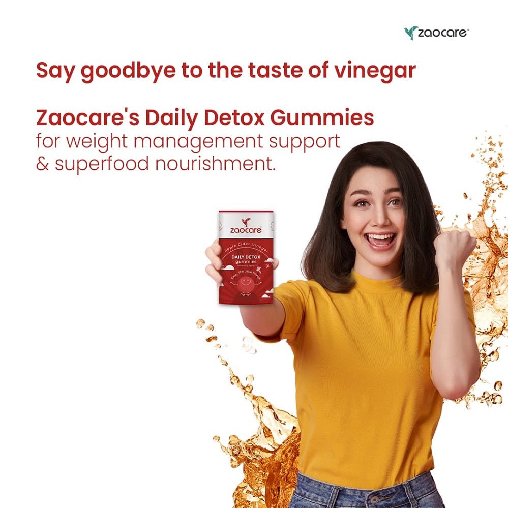 Zaocare Daily Detox Gummies | For fat loss | With Apple Cider Vinegar, Vitamin B6, Vitamin B12 and Folic Acid