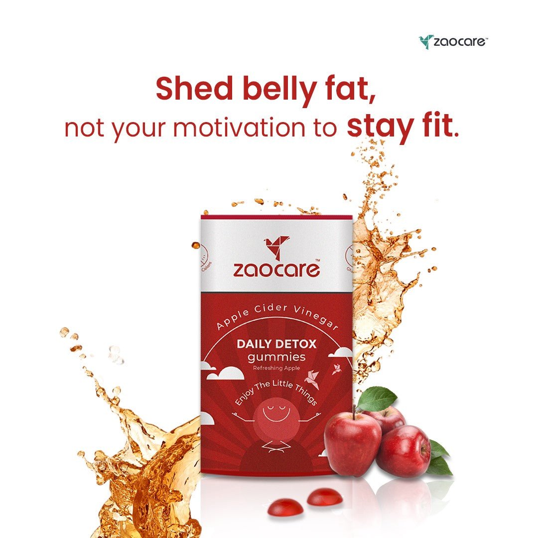 Zaocare Daily Detox Gummies | For fat loss | With Apple Cider Vinegar, Vitamin B6, Vitamin B12 and Folic Acid