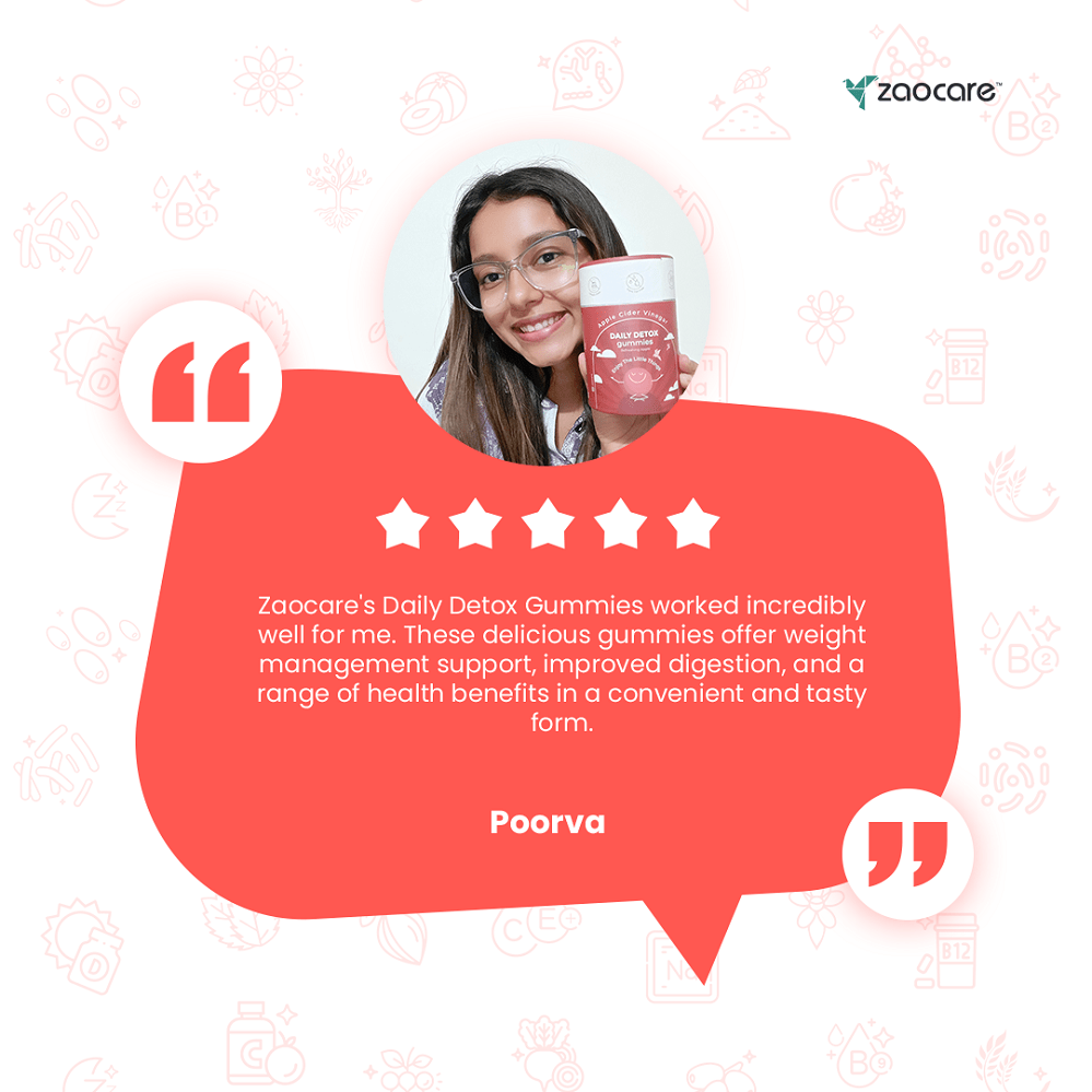 Zaocare Daily Detox Gummies | For fat loss | With Apple Cider Vinegar, Vitamin B6, Vitamin B12 and Folic Acid