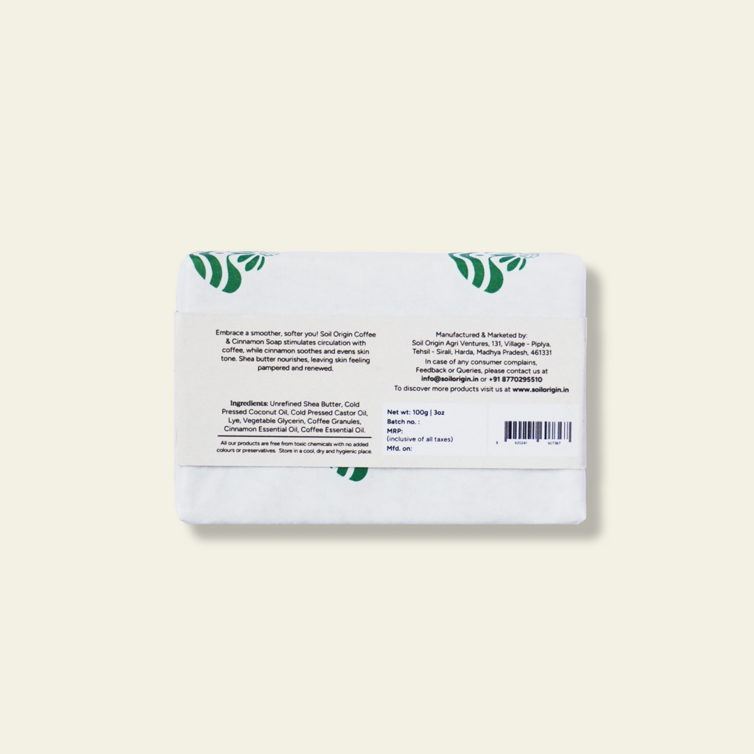 Soil Origin ⁠Dark Coffee and C⁠innamon Body Soap With Shea Butter - 100Gm