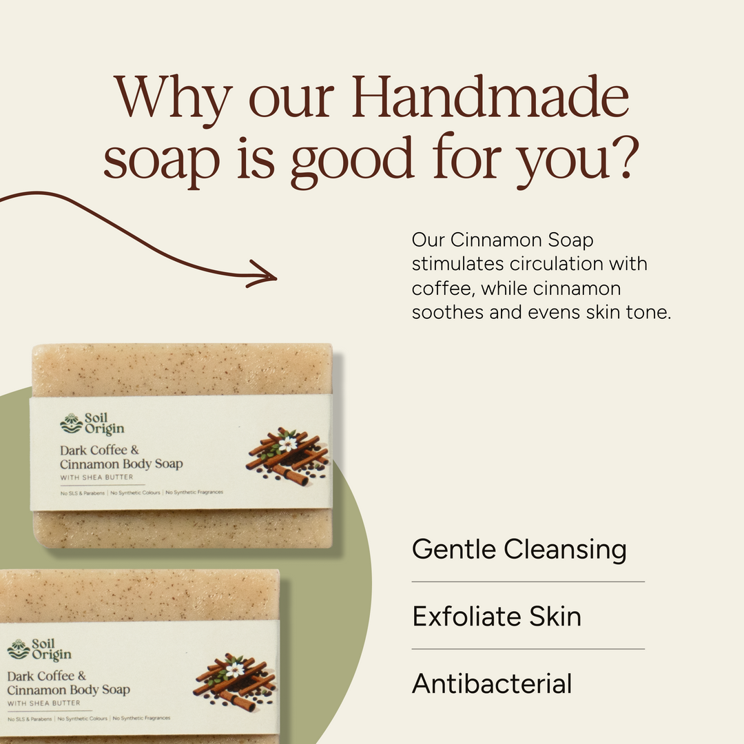 Soil Origin ⁠Dark Coffee and C⁠innamon Body Soap With Shea Butter - 100Gm