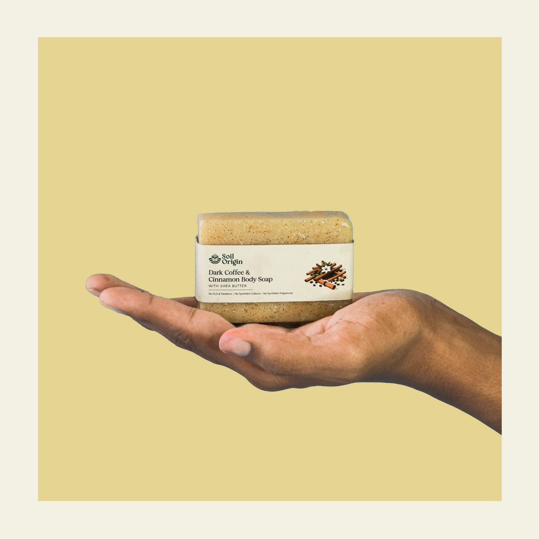 Soil Origin ⁠Dark Coffee and C⁠innamon Body Soap With Shea Butter - 100Gm
