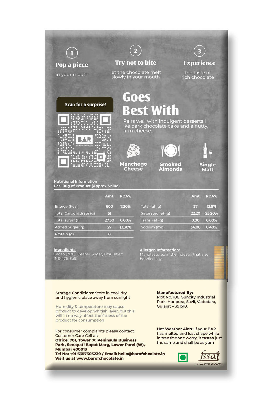 BAR Darker 70% – Idukki Origin Dark Chocolate – 80 gm