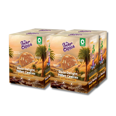 The Bettr Choice Date Delight Millet Cookies - Wholesome 100% Oats & Millet Blend with Dates, Organic Jaggery, Ragi, Cocoa, Ginkgo Biloba, Sunflower Seeds, No Added Refined Sugar