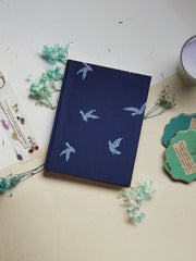 A5 | Blue bird journal | Handmade paper | Upcycled Fabric diary