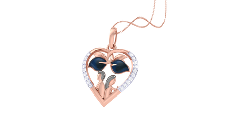 Diamond By Tilesh Diamond Heart Pendant – Family Love Design with Enamel Detail