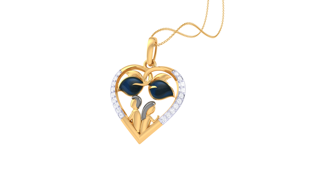 Diamond By Tilesh Diamond Heart Pendant – Family Love Design with Enamel Detail