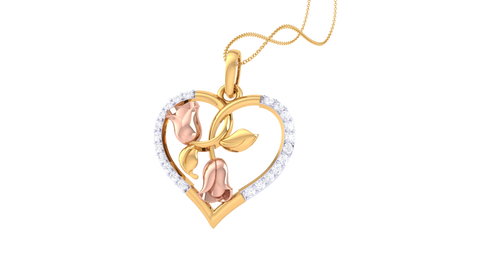 Diamond By Tilesh Tulip Heart Pendant – Romantic Floral Design with Diamond Accents
