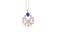 Diamond By Tilesh Sapphire Floral Pendant – Vintage Filigree Design with Diamond Accents