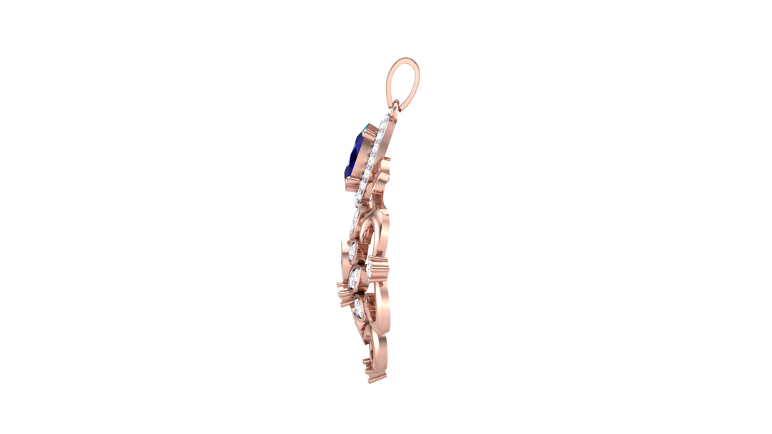 Diamond By Tilesh Sapphire Floral Pendant – Vintage Filigree Design with Diamond Accents